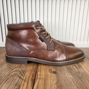 H&M Chukka Boots Mens Sz 10.5 Brown Leather Preppy Cap Toe Hipster Lace Up Ankle